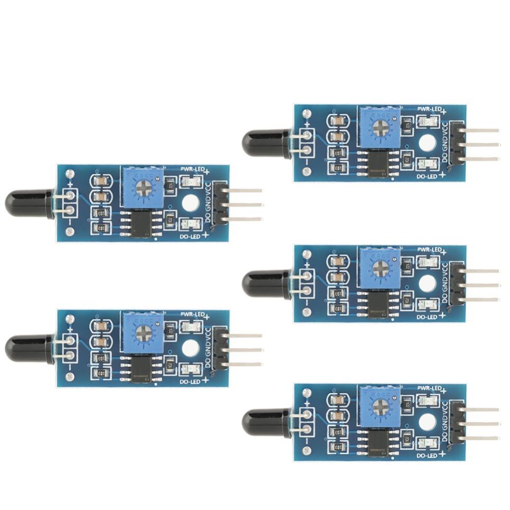 

5 PCS 3 PIN Fire Sensor Module Wide Voltage IR Sensor Fire Detection Detector For Arduino