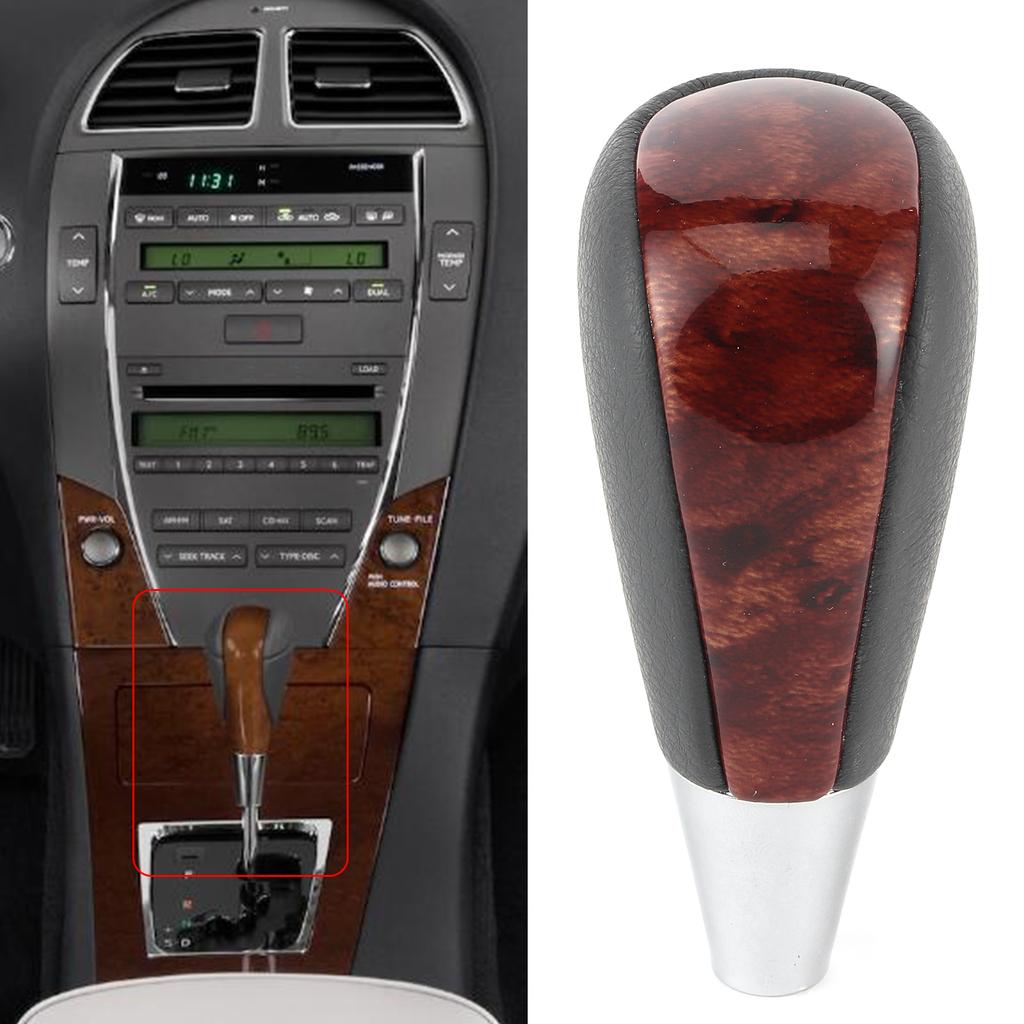 Gear Shift Knob Auto Car Modified Accessory Fit for Lexus ES240 250 300 350 2005 2014(Gray Leather Peach Wood )