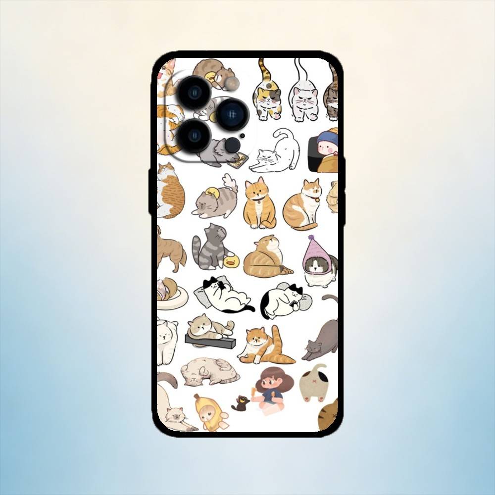 

AAA Милый котенок Любовь Чехол для телефона iPhone 17,16,15,14,13,12,11 Plus,Pro Max,XS,Мягкий силиконовый Черный чехол iPhone13PROMAX