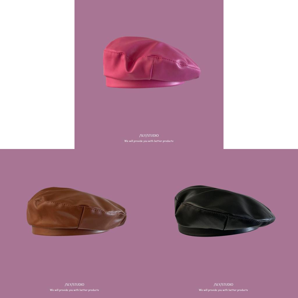 Beret Hat Women Pu Leather Fashion Hat For Street Style And Winter Warmth