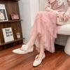 Yuanlitong autumn new camellia temperament single shoes women's retro style wrinkle sense word with soft sole flat shoes