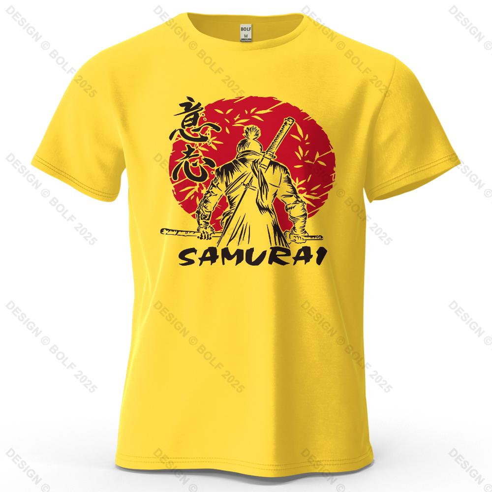 Samurai Will Vintage Printed Men's T-Shirt 100% Cotton Oversized Determined Graphic Tees for Women Tops Tees Casual Streetwear