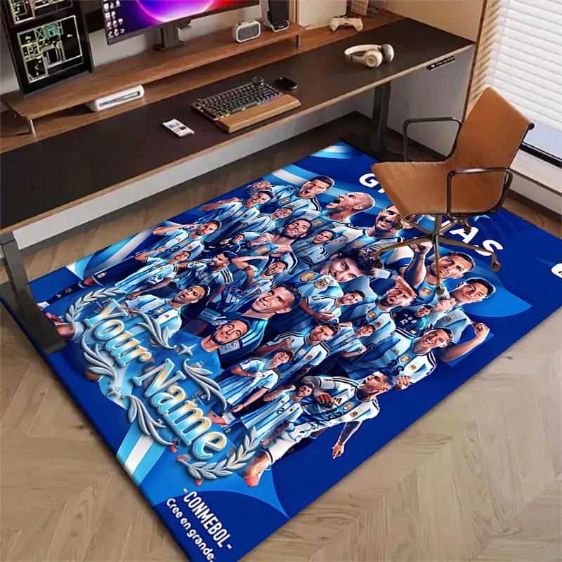 M-Messi Design Area Rug Personalized Name- Non-Slip, Soft & Cozy Floor Mat for Living Room, Office - Indoor/Outdoor Carpet