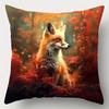 Contemporary Fox Animal Autumn Cushion Covers, Zippered Polyester Case Covers Hand Washable Decorative for Living Room Bedroom