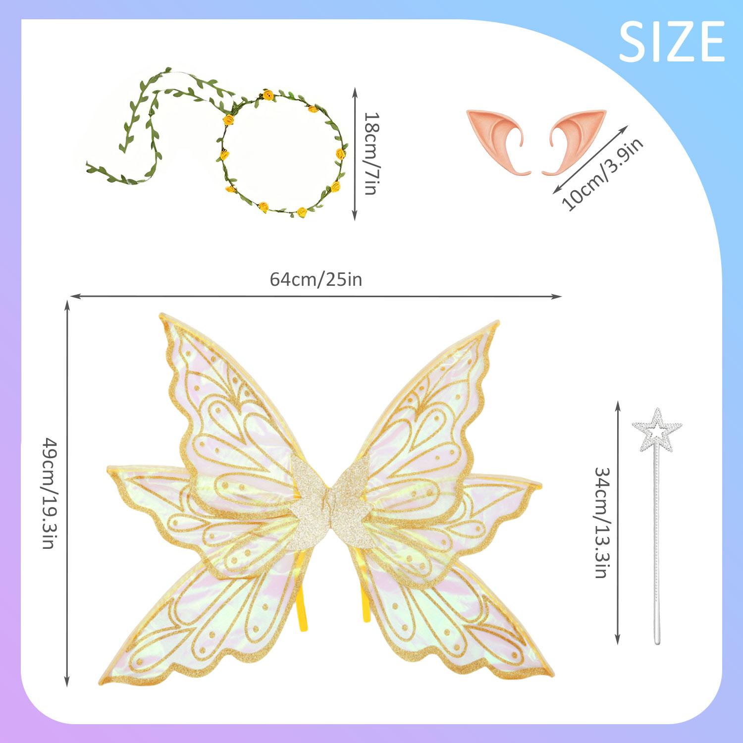 

Large Gold Fairy Wings for Adults Dress Up Sparkling Sheer Wings Butterfly Fairy Halloween Costume Angel Wings for Women