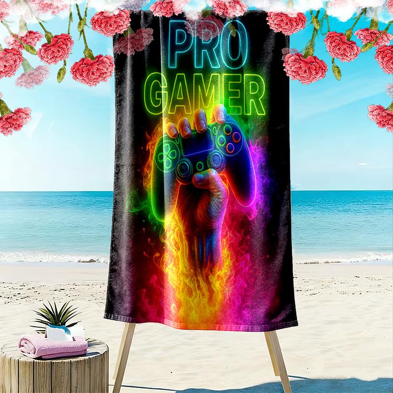 Gamepad-Print Strandtuch, Großes Weiches Schnelltrocknendes Handtuch für Strand Camping Schwimmen