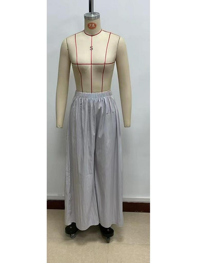 Pantalon Casual Large à Taille Haute de Couleur Unie pour Femme 2025