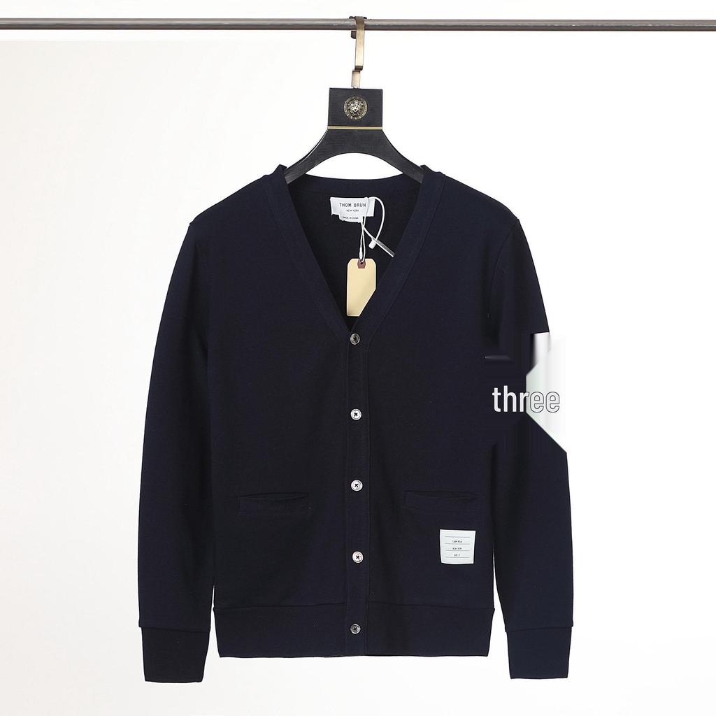 Unisex College Style Cotton Yarn-Dyed Casual Cardigan Jacket