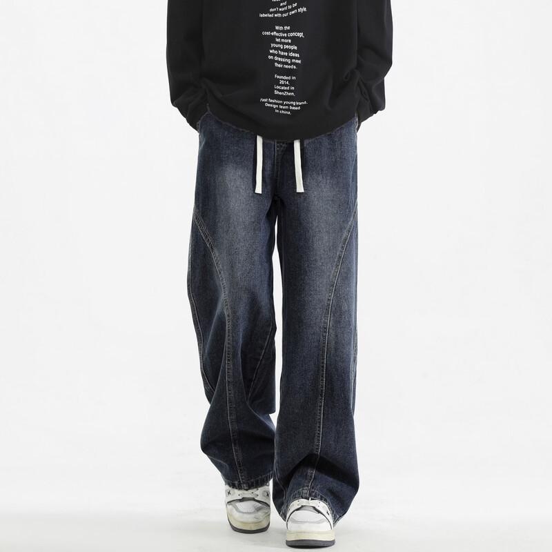 NASA NOAH Men's American Retro Loose Straight-Leg Jeans