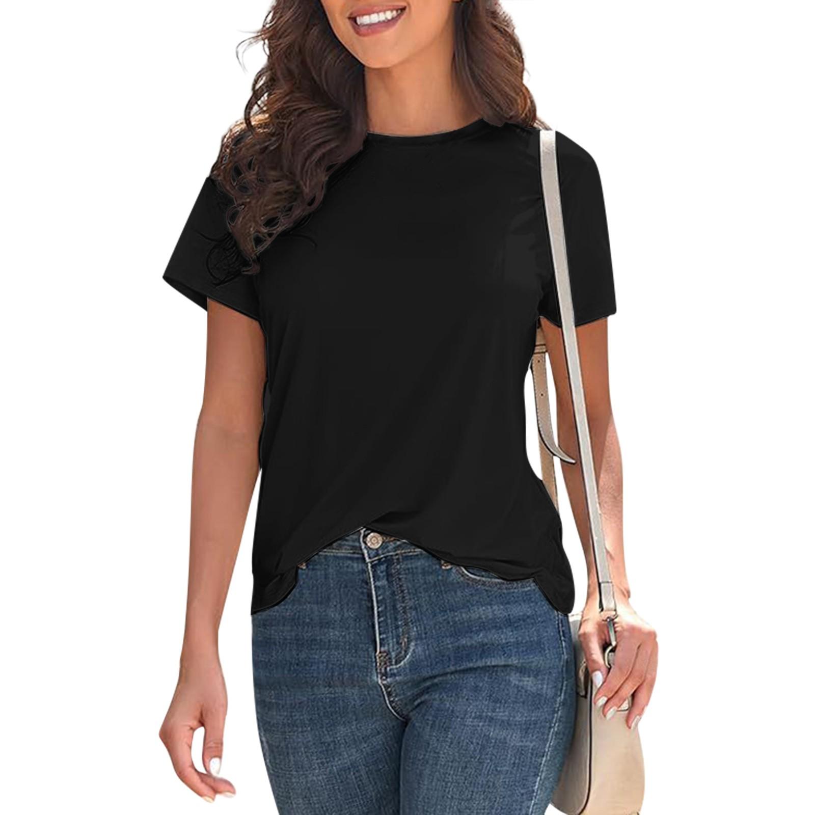 

Женская повседневная модная сексуальная однотонная свободная футболка L чёрный