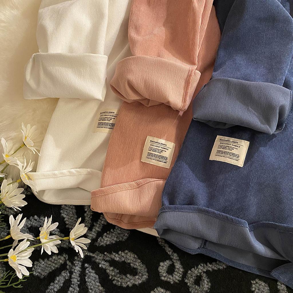 Spring Autumn Corduroy Long Sleeve Men's Shirts Streetwear Solid Color Oversize Harajuku Man Shirt