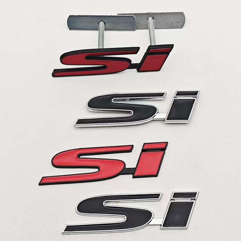 COV1 3D Metal Car Sticker Logo SI Rear Trunk Badge Front Grille Emblem Decals For Honda Civic Fit CRV Accord Autompbile Acessories