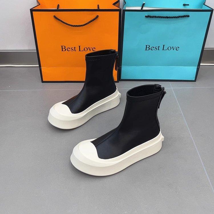 2025 New Platform Women Ankle Boots High Quality Soft Leather Autumn Winter Ladies Thick Sole Casual Shoes Female Botas De Mujer