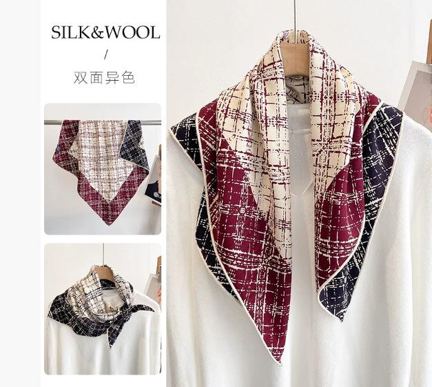 Spring, autumn and winter new high-end silk scarf women's fashion temperament printed shawl double-sided silk scarf
