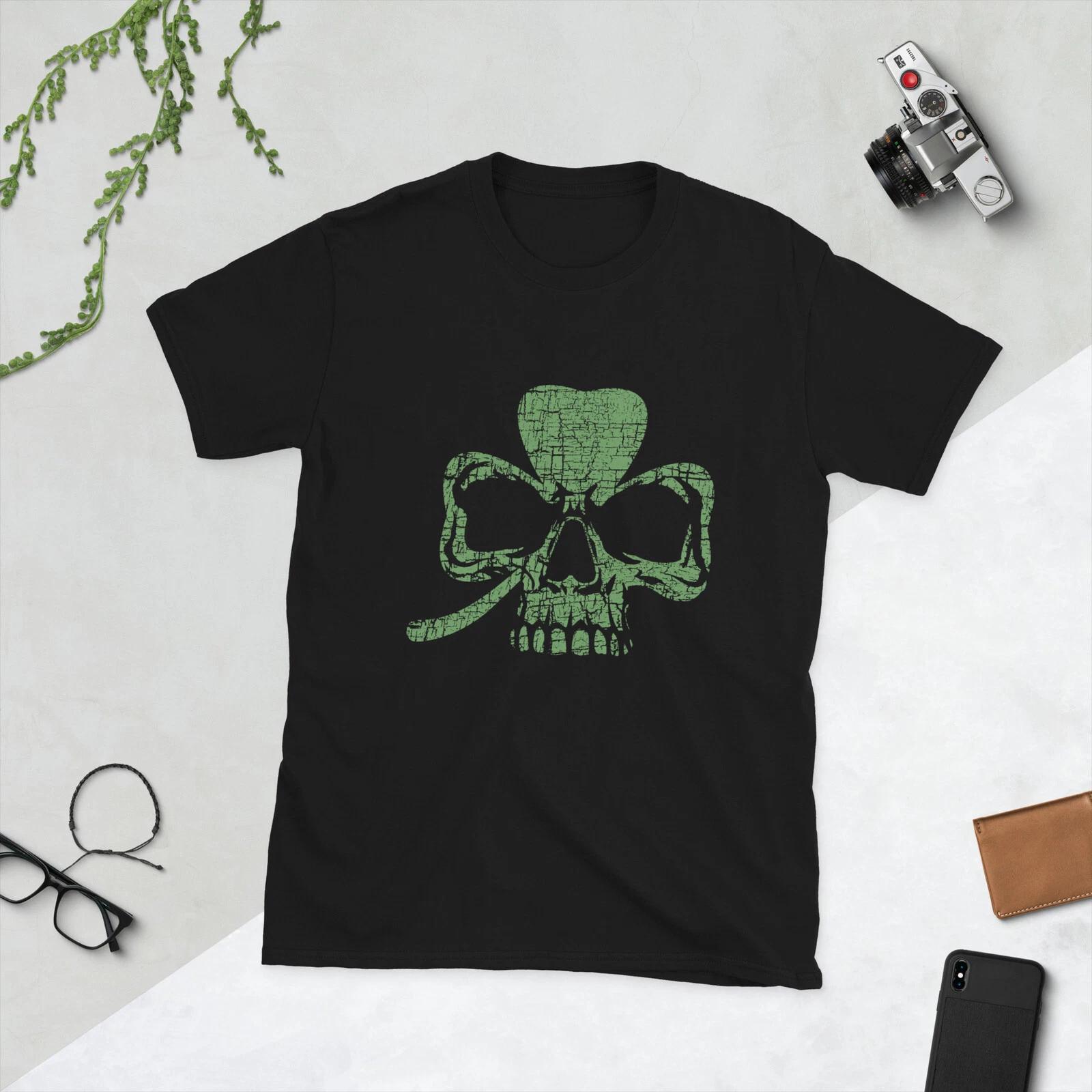 Shamrock Clover Skull Cool Irish Skulls St Patricks Day Skeleton Unisex T-Shirt XL