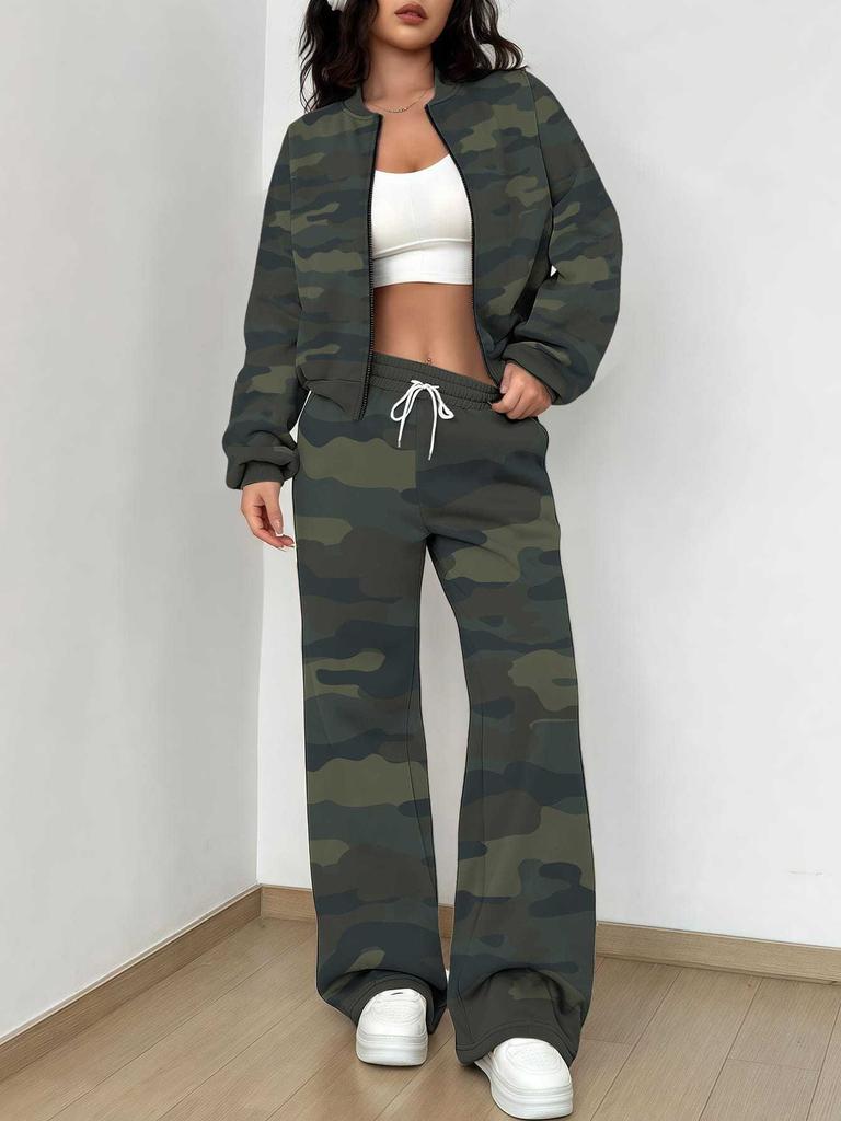 Camouflage Style Autumn And Winter New European And American Women'S Clothing Outdoor Fashion Suit Women
