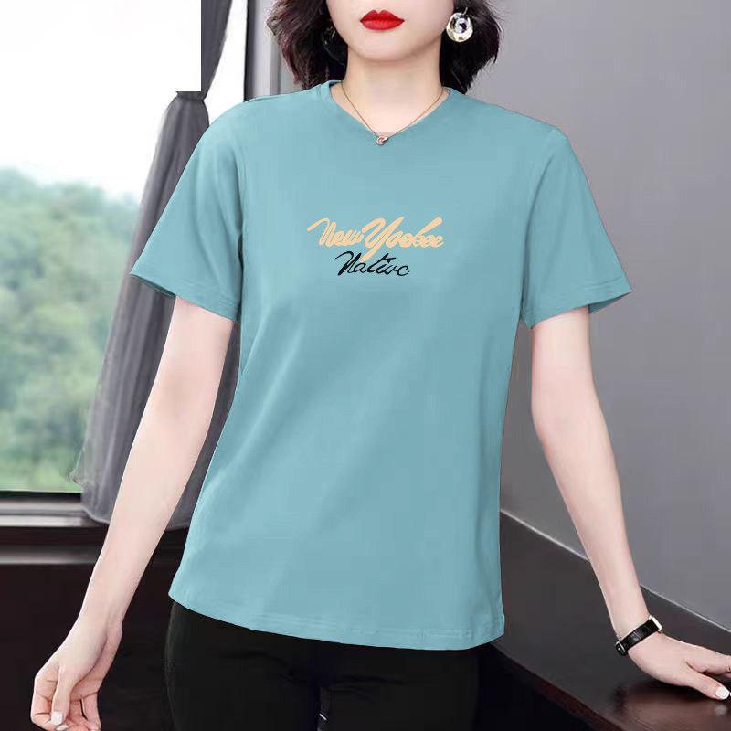 2026 Summer Women's Casual Loose Round Neck Letter Print Short-Sleeve T-Shirt