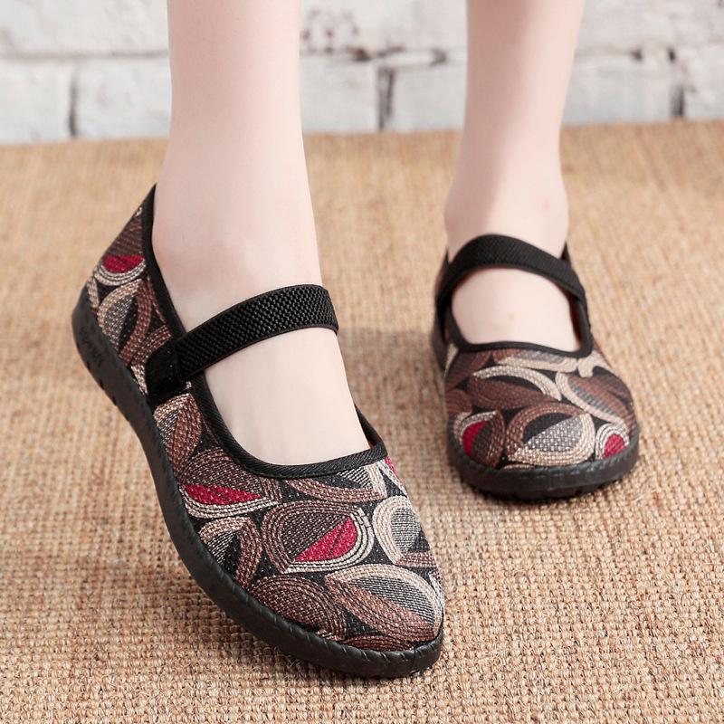 

Весенне-осенние тканевые туфли женские туфли-однопедальки повседневные нескользящие мягкие подошвы на плоской подошве обувь для пожилых людей большого размера 41