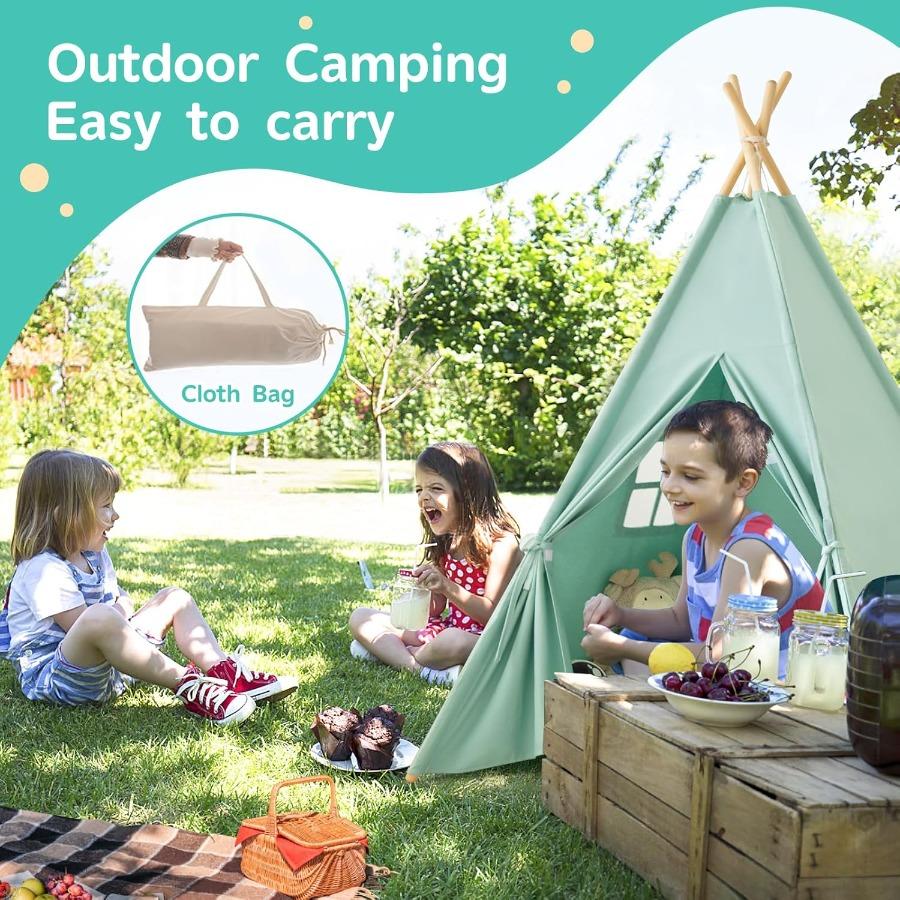 Teepee Tent designed for - Portable Enjoy Tent Indoor Outdoor Green featuring Long-Lasting Fabric plus Simple Setup