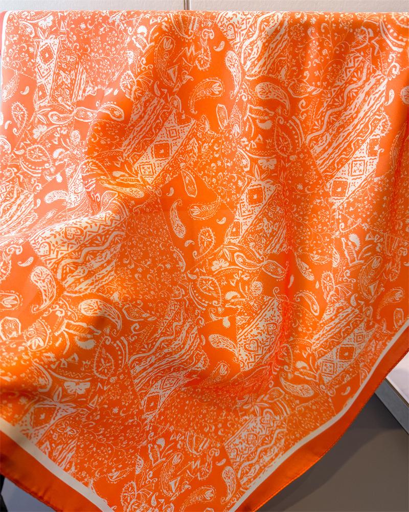 Vintage Paisley Print Shawl Square Scarf for Women Soft Satin Wraps Neckerchief Female Hair Bands Ribbon Headband Bandana