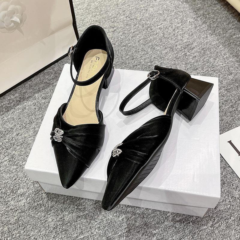 

Winter new women s shoes bag head thin heel bag head sandals rubber one-word buckle spring new 40 чёрный