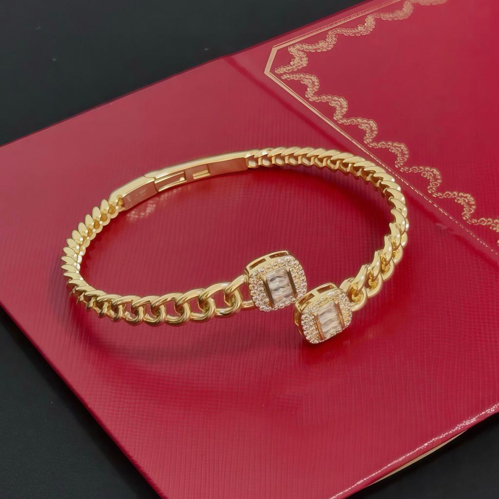 Diamond Bracelet Hollowed Out Fried Dough Twists High-end Customized Version Inlaid Diamond Process V Metal Material Unisex Men and Women Gift