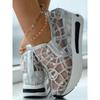 Women's Sneakers Floral Embroidery Mesh Sneakers for Women Slip On Casual Comfy Heeled Shoes Woman