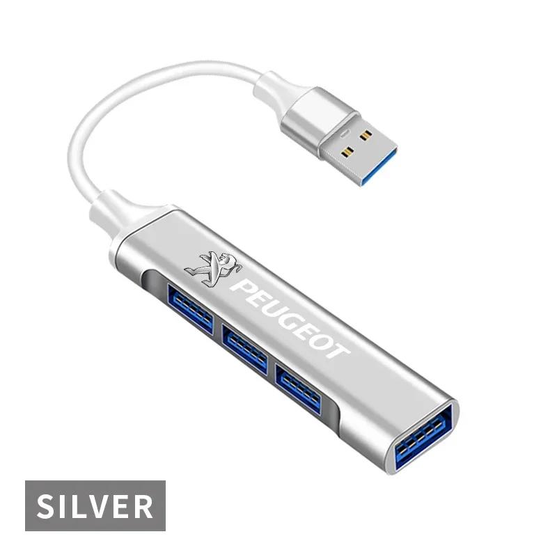 

Car Sticker Car Styling Type-C Turn USB Adapter Multi Port Distributor Hub For Peugeot 206 208 306 307 308 407 408 508 2008 3008