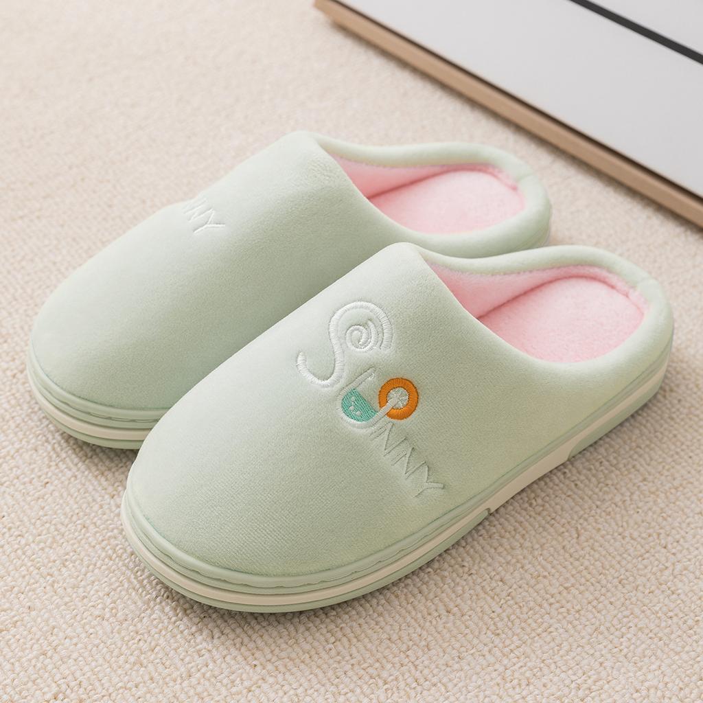 Large size cotton slippers men's autumn and winter indoor home non-slip velvet warm home cotton shoes women's candy color comfortable