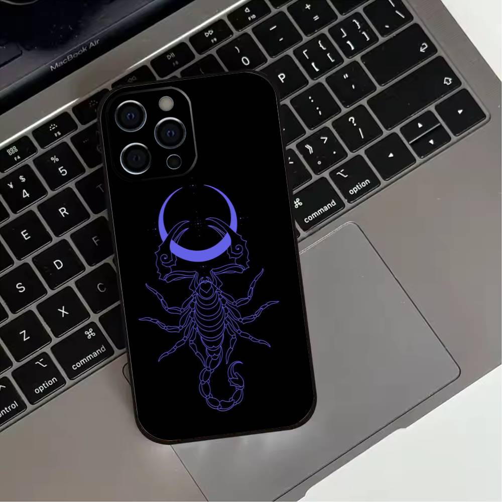 Ausgefallene Dunkle Gothic Skorpion Handyhülle Für iPhone 17,16,15,14,13,12,11 Plus,Pro Max,XS,Weiches Silikon Schwarze Hülle