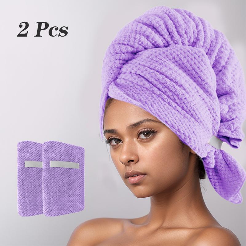 

2 шт. Большое полотенце-тюрбан для волос из кораллового флиса, мягкое полотенце для сушки волос с эластичной лентой, быстросохнущие тюрбаны для волос
