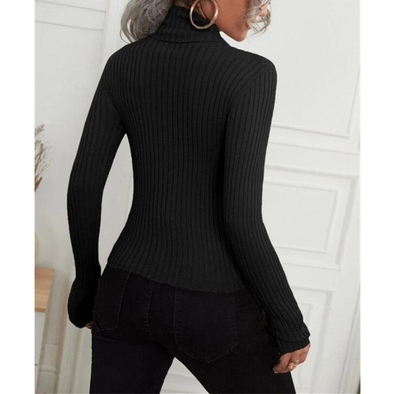 Fashion Women Long Sleeve Ribbed Turtleneck Sweater Slim Casual Pullover Top Autumn Winter Knitted Jumpers