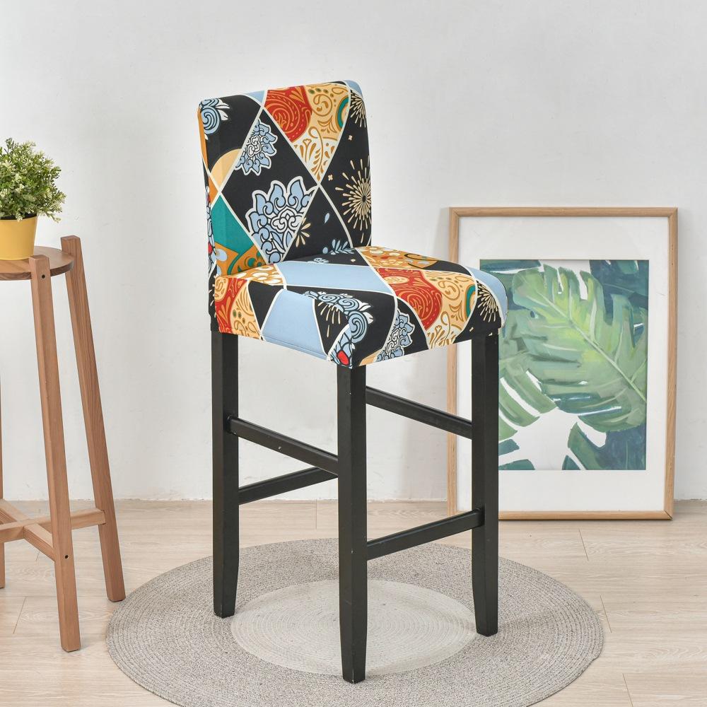 Elastic Bar Stool Chair Cover Home Dining Room Bar Seat Cover Geometric Style Restaurant Hotel Decor Washable Easy Cover 1pc