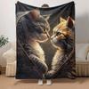 1pc Cat Printing Lightweight Flannel Blanket, Comfortable and Warm Blanket, for Camping Sofa Bed and Couch Office, In All Seasons