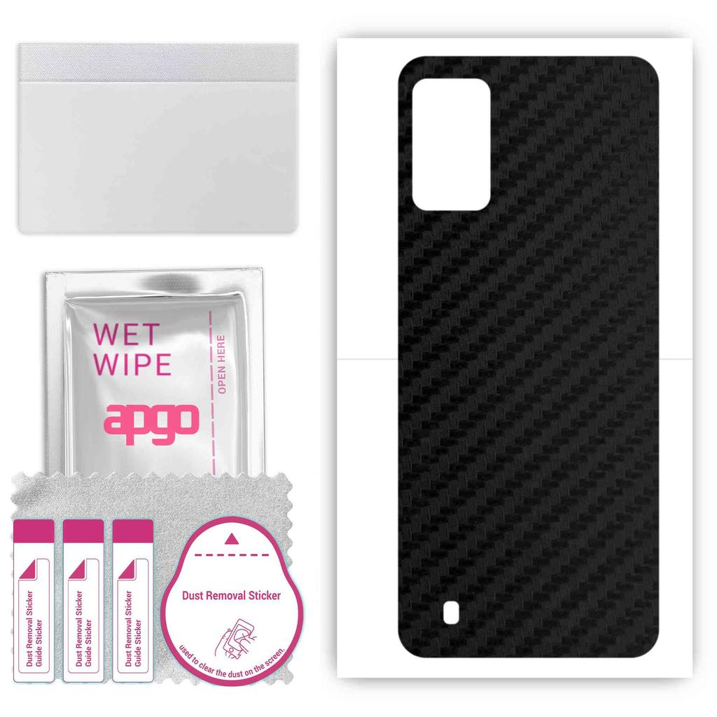 apgo Adesivo Skin Protettiva per il retro compatibile con Wiko Voix, Pellicola Avvolgente, Foglio, Vinile - Motivo Nero Carbonio
