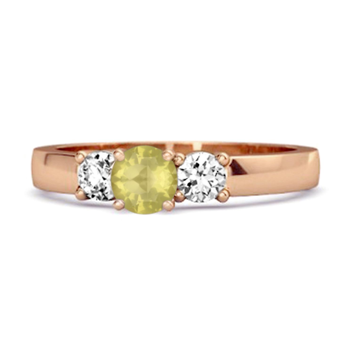 Lemon Quartz Elegant Three Stone Ring - 925 Sterling Silver Rose Gold Vermeil 12 розового золота