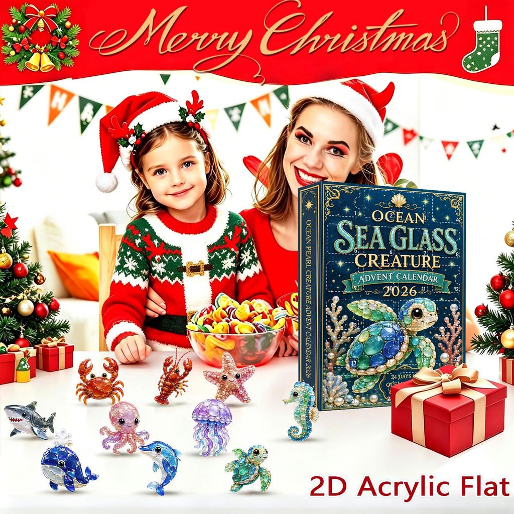 2026 Christmas Countdown Calenda, 24 Sea Creature Christmas Ornaments,Holiday Gift for Christmas