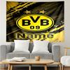 Custom Name Borussia Dortmund Print Tapestry, Backdrop, Easy Setup, Ideal for Bedroom, Office & Living Room, with Aesthetic Wall Hanging Decor.
