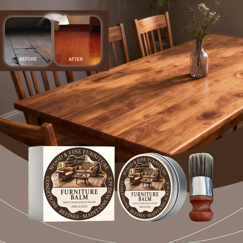 Balsamo per Mobili Legno e Mobili Pregiati Balsamo Condizionante 100g Lucidante Delicato per Superfici per Rifinire e Mantenere Superfici in Legno Con Pennello Applicatore