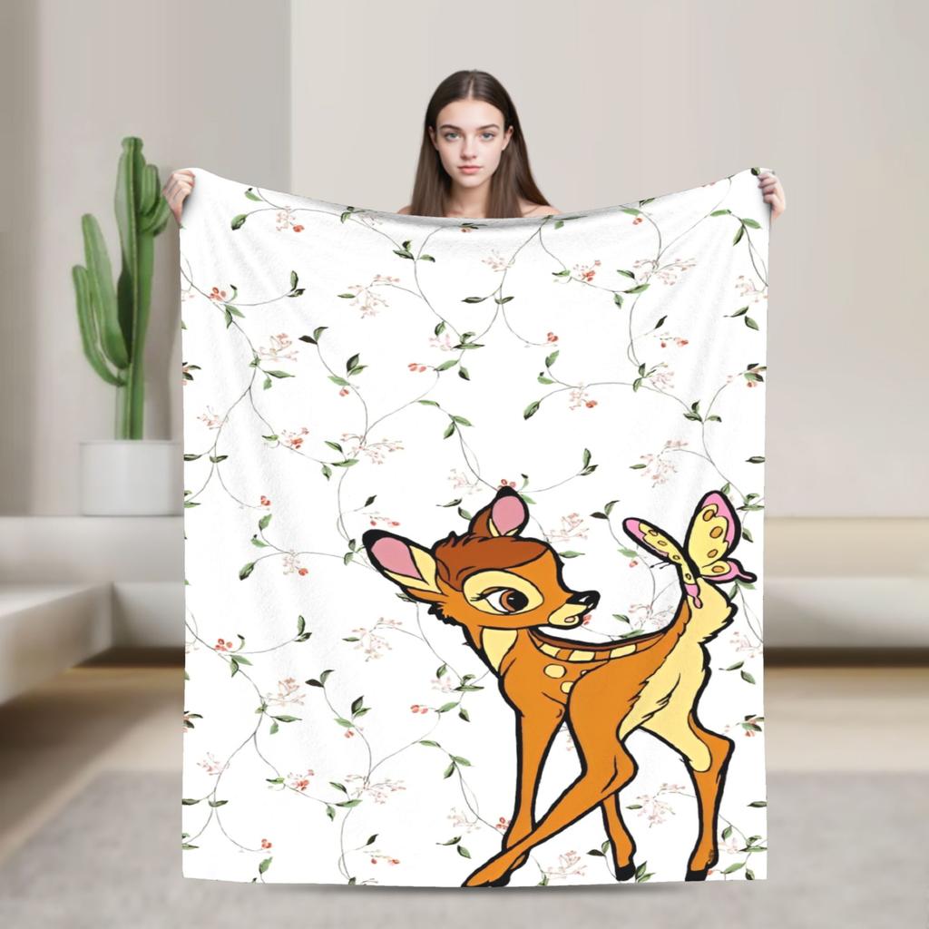 Cartoon Deer  Bambi Blankets  Fleece Funny Breathable Throw Blankets for Bed Sofa  Winter