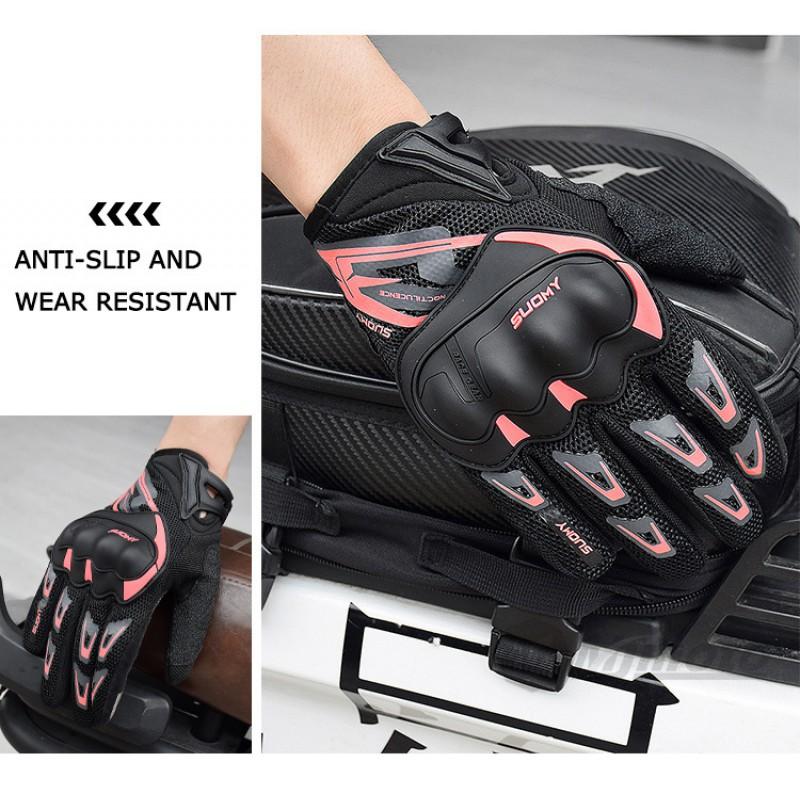 Full Finger Motorcycle Gloves Men Women Anti-Slip Abrasion Resistant Breathable Touchscreen Compatible Riding