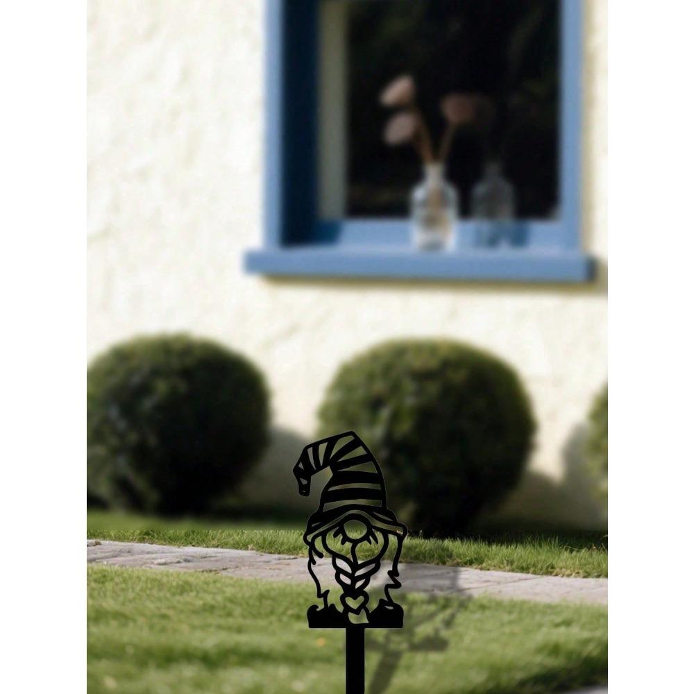 Creative Metal Garden Elf Statue with Stake, Outdoor Gnome Ornament for Lawn Patio Yard Decor, Whimsical Art Sculpture, Holiday Christmas Gift