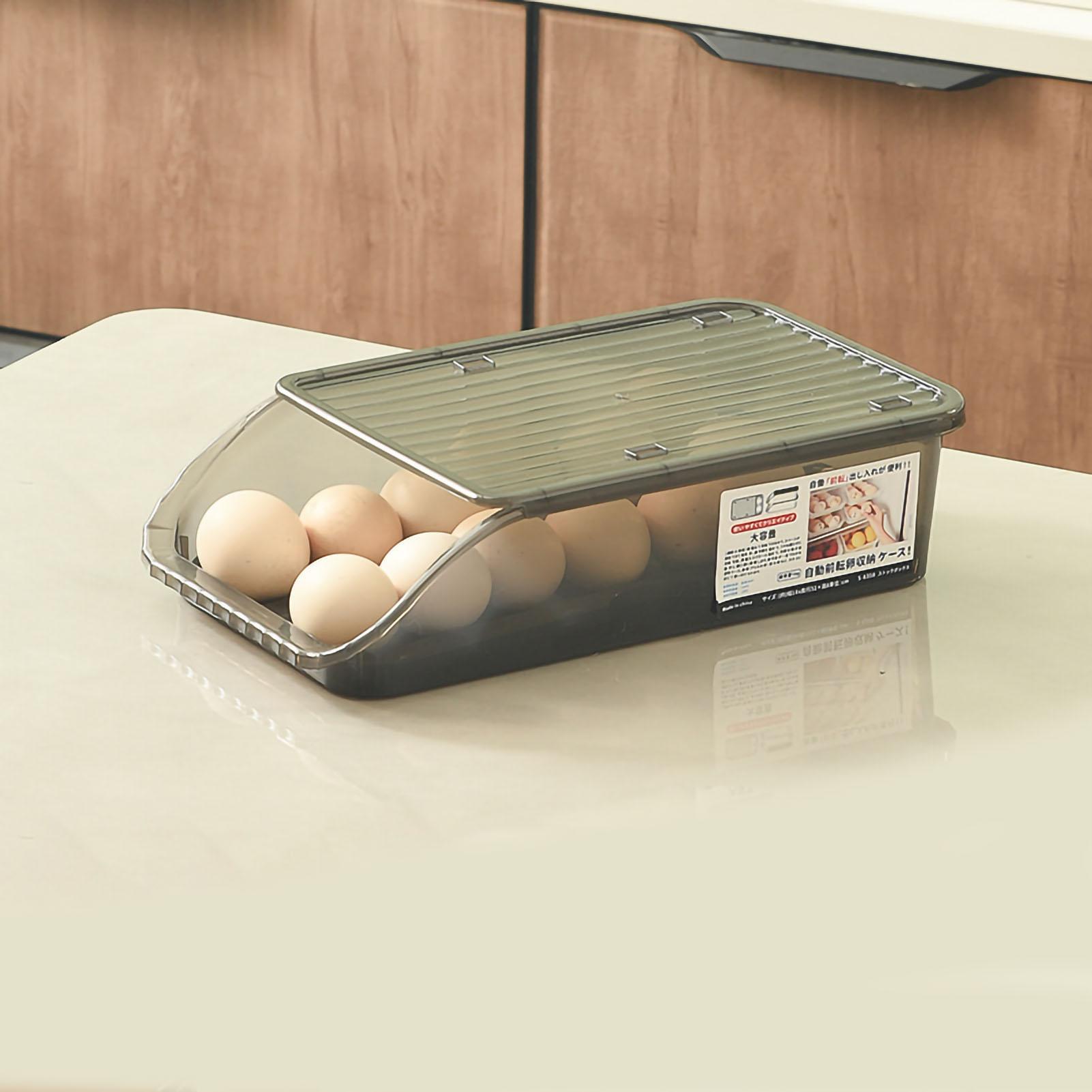Egg Storage Box Plastic Automatic Rolling Transparent Thickened Grooved Egg Storage Container for чёрный 790₽