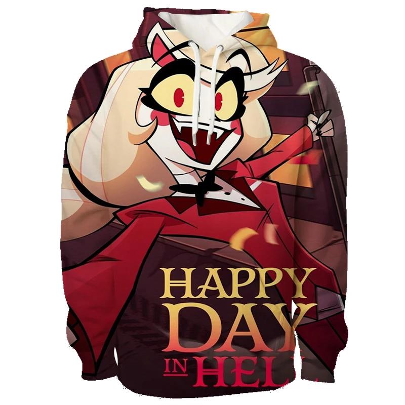 Najnovšia Anime Hazbin Grafická Mikina s Kapucňou Pánska 3D Plnofarebná Potlač Mikiny s Kapucňou Trend Streetwear Hotel Kreslený Pulóver Vrchné Oblečenie