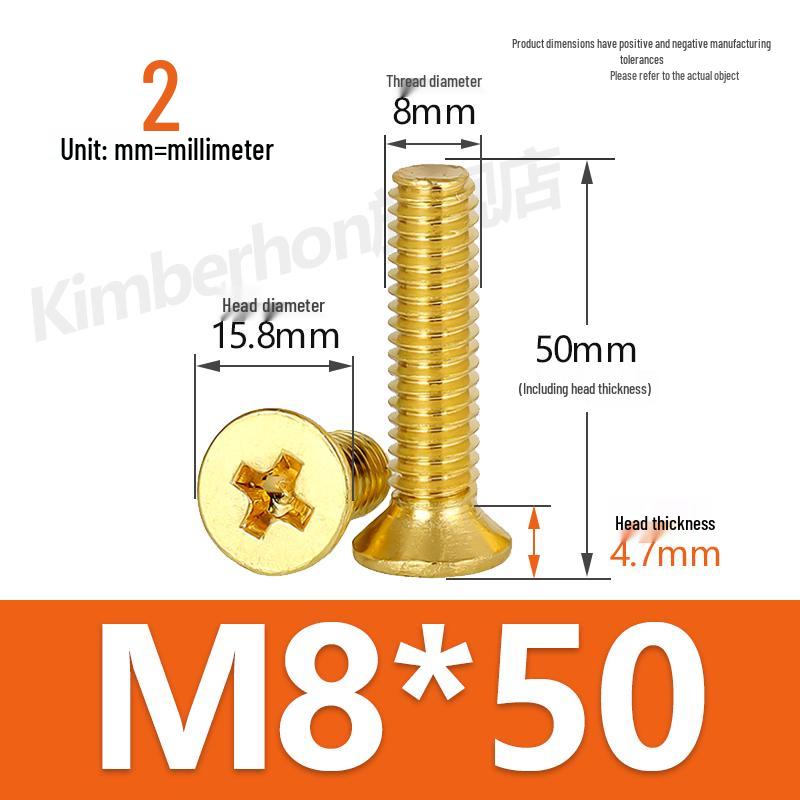 Copper Phillips Countersunk Head Machine Screws, Sizes M2–M4, Lengths 6/8/10/12mm