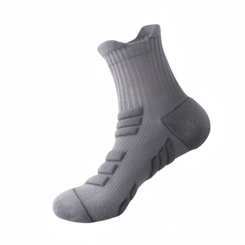 Men s Spring and Autumn Non Slip Badminton Basketball Towel Bottom Sports Tube Socks 1 pair серый
