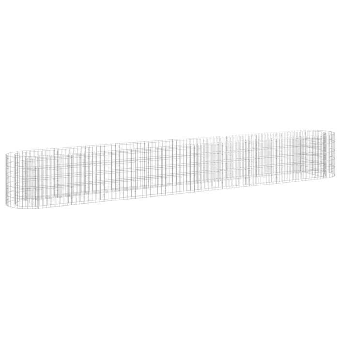 Lit surélevé - Gabion 400 x 50 x 50 cm - Fer galvanisé - Argenté - Ép. 3,5 mm