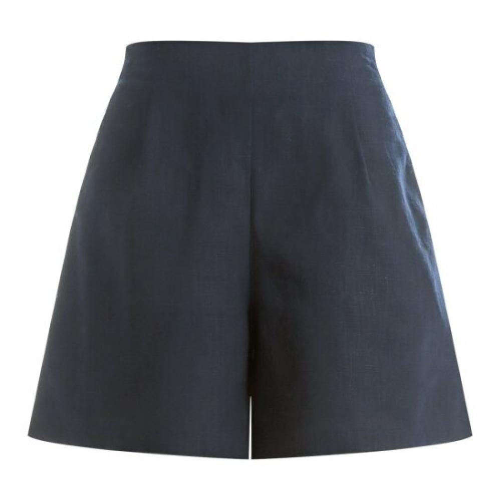 Shop Women S Simple Solid Banding Linen Pocket ShortS Navy Pic Wpt 1395
