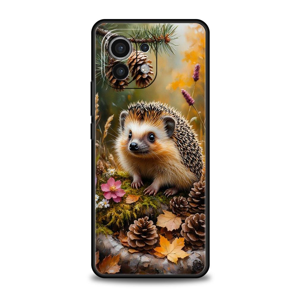 

Phone Case Cover for Xiaomi Poco F7 F6 F5 F4 F3 X7 X6 X5 X4 X3 NFC M4 C51 C55 GT Pro Soft TPU Fundas Autumn Cute Hedgehog Design Poco F7 Ultra