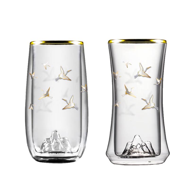 

Gebetang Auspicious Crane Double-Layer Glass Tea Cup Pair